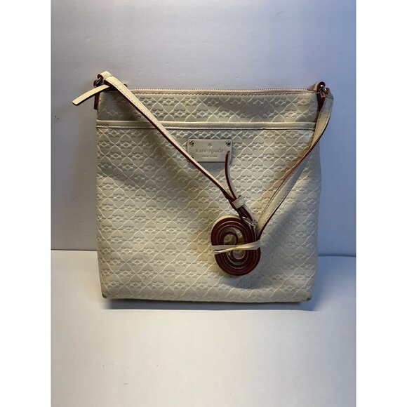 Kate Spade Cream Embossed Crossbody Bag (10.5‎ X 11.5) - Picture 1 of 10